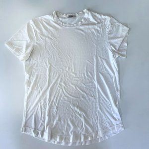 Buck Mason Bone White Crewneck Curved Hem Pima Tee Shirt - Size Small - Good Con
